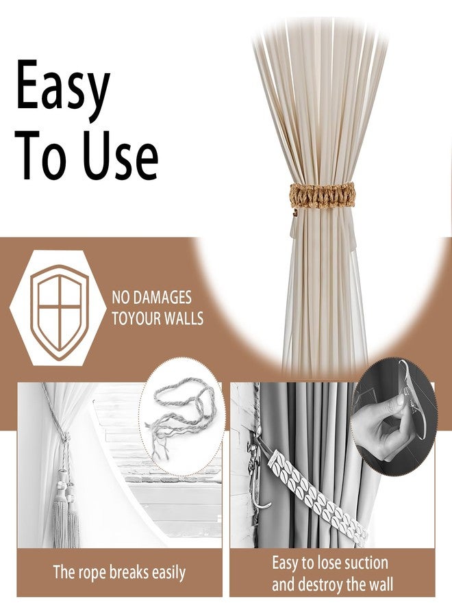 panthra 4 Pieces of Curtain Ties, Boho Curtain Tiebacks, Elegant and Simple Style, Durable, Widely Used in Thin and Thick Curtains for Office, Home and Bedroom (Brown) - Image 5